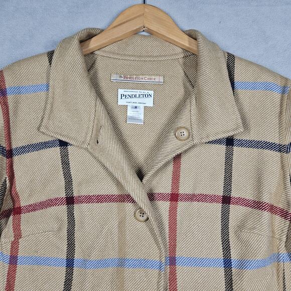 Pendleton Jacket Womens Medium The Check Wool Jacket Tan Plaid Reversible Classy - Picture 2 of 12
